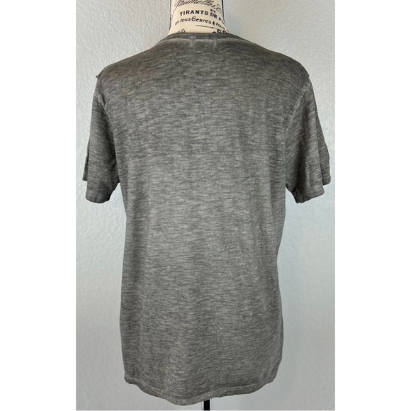 M.I.D.A. Undici Italy Burnout V-Neck T-Shirt Gray/Black Tee, Sz Small - Picture 5 of 7